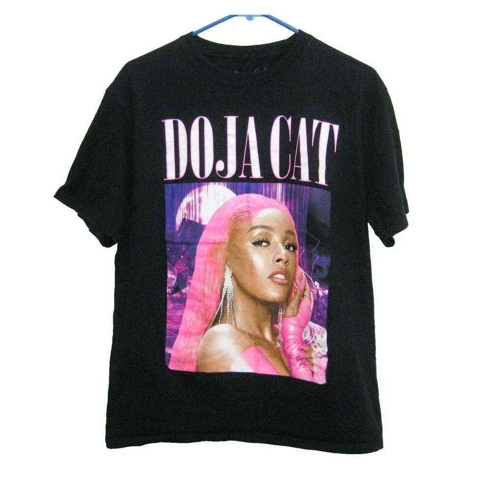 Doja Cat T-Shirt Girl's Size XL Black Short Sleeve Photo Graphic 100% Cotton Top